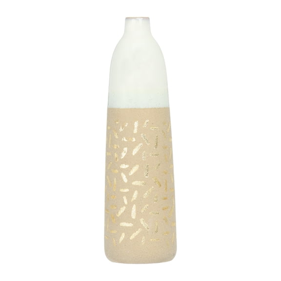 Main + Mesa Stoneware Vase with Gold Pattern