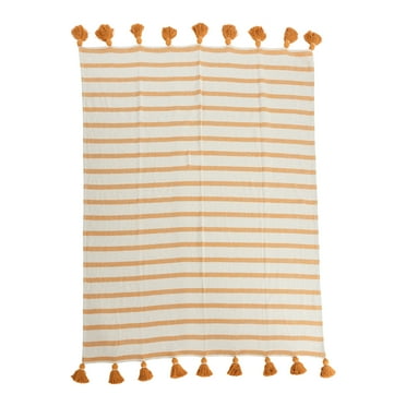 Main + Mesa Striped Cotton Throw Blanket with Tassels