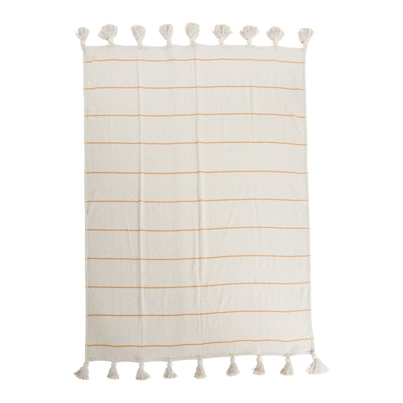 Main + Mesa Striped Cotton Throw Blanket with Tassels
