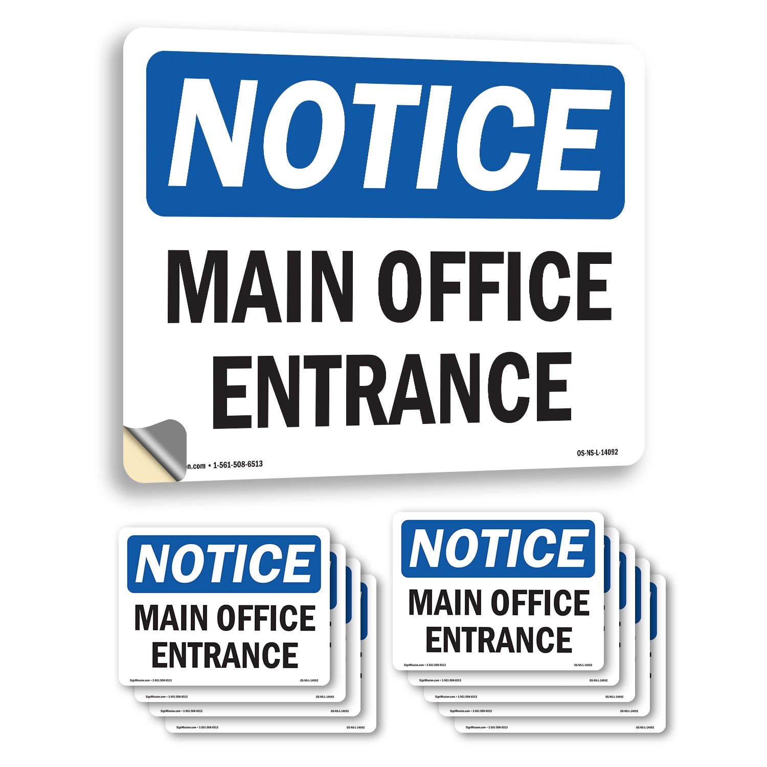 Main Office Entrance OSHA Notice Vinyl Decal Label 10 Inch x 7 Inch ...