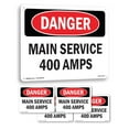 thumbnail image 1 of Main Service 400 Amps OSHA Danger Aluminum Sign 10 Inch x 7 Inch - 5 Pack, 1 of 8