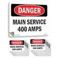 thumbnail image 1 of Main Service 400 Amps OSHA Danger Vinyl Decal Label 14 Inch x 10 Inch - 10 Pack, 1 of 6