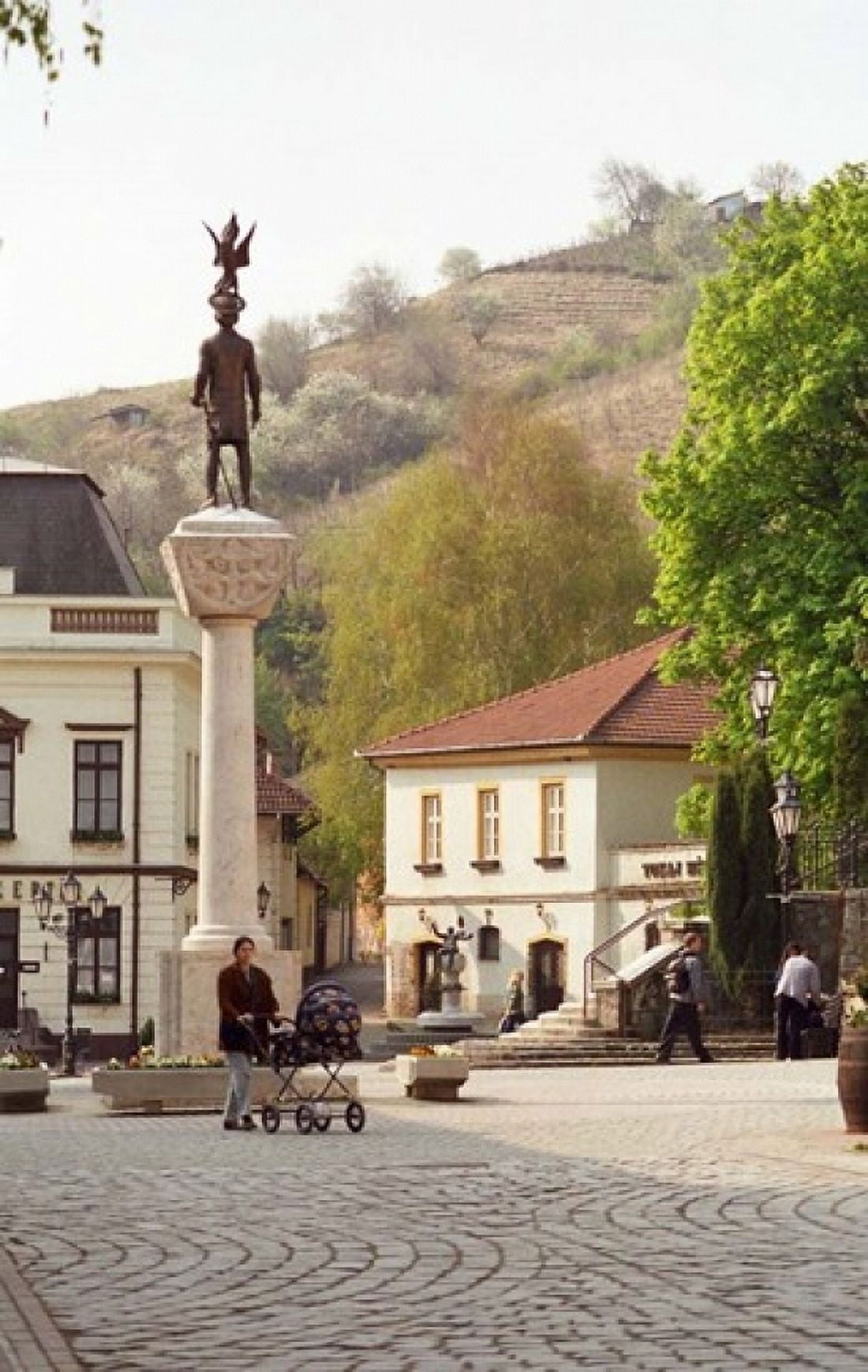 Main Square with Statue Tokaj Hungary Canvas Art - Per Karlsson DanitaDelimont (24 x 36)
