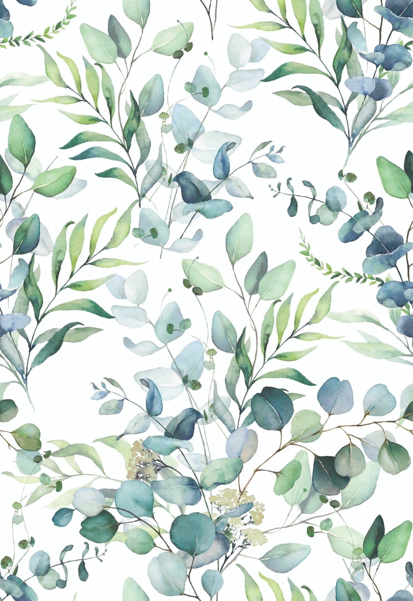 Main Street Peel and Stick Paper Wallpaper Sheets, Eucalyptus Design, 11 in x 16 in, 12 Pack, Removable Paper Wall Covering