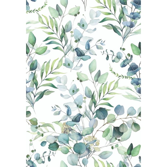 Main Street Peel and Stick Paper Wallpaper Sheets, Eucalyptus Design, 11 in x 16 in, 12 Pack, Removable Paper Wall Covering