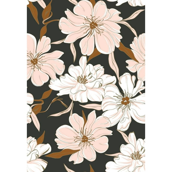 Main Street Peel and Stick Eco-Friendly Wallpaper Sheets, 12-pack 11" x 16", Peony Party Pink Floral Design, Removable Wall Décor and DIY Projects