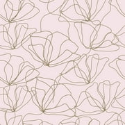 Main Street 16"x24" Pink Blush & Gold Flower Print Wallpaper Panels for Home Decor, 8PACK