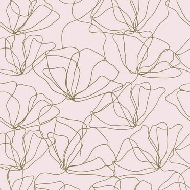 Main Street 16"x24" Pink Blush & Gold Flower Print Wallpaper Panels for Home Decor, 8PACK