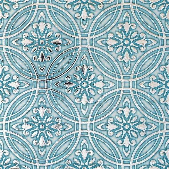 Main Street Peel & Stick Wallpaper Tiles, Teal Painted Silver, 8 in x 8 in, 24 Pack, Self Adhesive Wall Tiles for Kitchen Backsplash and Home Decor