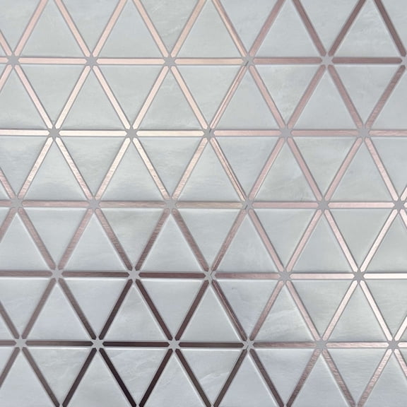 Main Street Peel & Stick Wallpaper Tiles, Rose Gold Triangle, 8 in x 8 in, 24 Pack, Self Adhesive Wall Tiles for Kitchen Backsplash and Home Decor