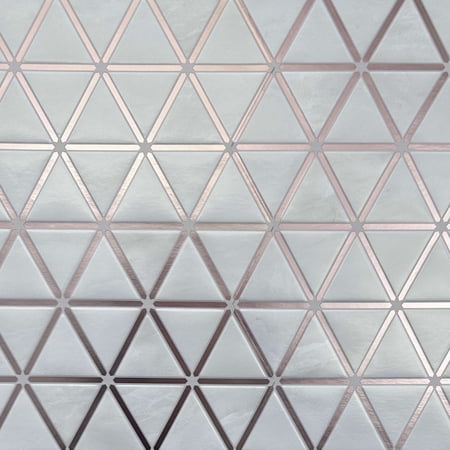 Main Street Peel & Stick Wallpaper Tiles, Rose Gold Triangle, 8 in x 8 in, 24 Pack, Self Adhesive Wall Tiles for Kitchen Backsplash and Home Decor
