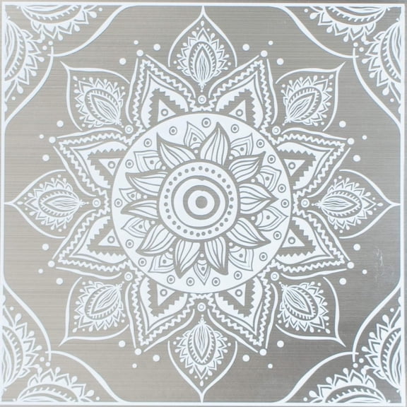 Main Street Peel & Stick Wallpaper Tiles, White Mandala, 8 in x 8 in, 24 Pack, Self Adhesive Wall Tiles for Kitchen Backsplash and Home Decor
