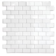 Main Street 8" x 8" White Subway Vinyl Peel and Stick Tile Backsplash, Removable Wall, Backsplash, and Art Project Tiles, 8 pack
