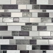 Main Street 8"x8" Silver Mosaic Foil Peel and Stick Wallpaper Tiles, Backsplash, Metallic Decor - 24PACK