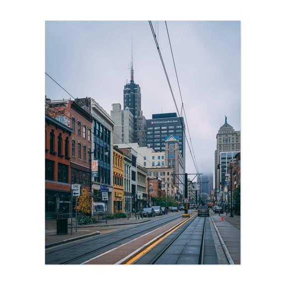 Main Street, Buffalo - Buffalo New York Photography City Architecture Street Photography Vintage Travel Poster Autumn Unframed Wall Art Print 36 x 48 inches