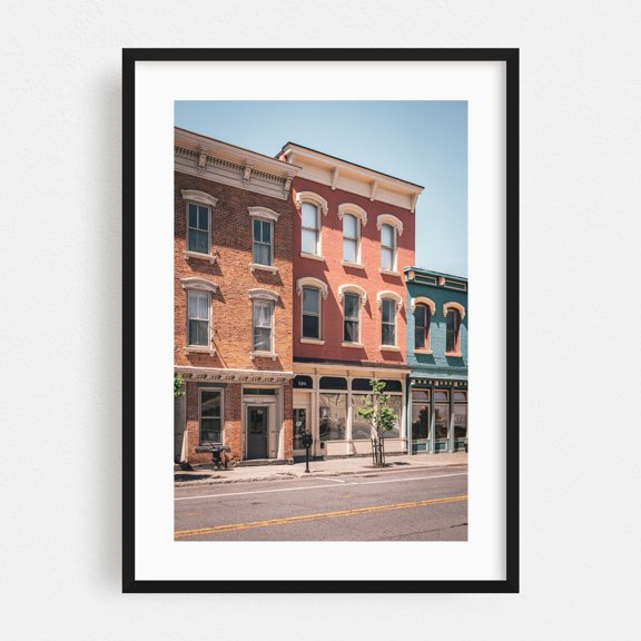 Main Street, Catskill - Catskill New York Photography Architecture Street Photography Vintage Cityscape Black Framed Wall Art Print 5 x 7 inches
