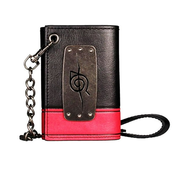 Main Street Chain Men's Naruto Series Trifold PU Leather Wallet, Black
