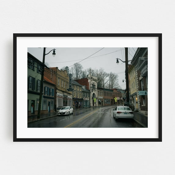 Main Street, Ellicott City 01 - Ellicott City Maryland Photography Street Photography Vintage Architecture City Rustic Winter Black Framed Wall Art Print 5 x 7 inches