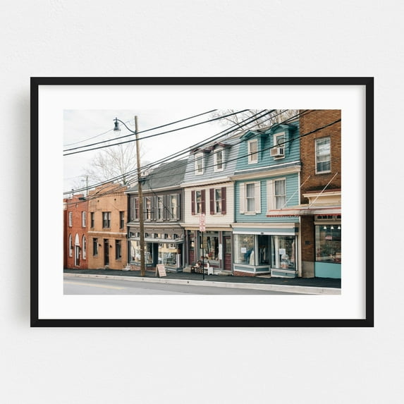 Main Street, Ellicott City 01 - Ellicott City Maryland Photography Vintage Street Photography Architecture Rustic City Travel Poster Scenic Black Framed Wall Art Print 11 x 14 inches