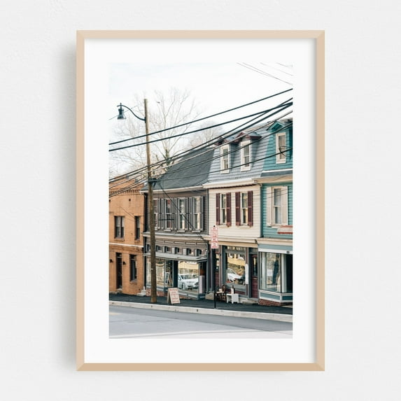 Main Street, Ellicott City 02 - Ellicott City Maryland Photography Oak Framed Wall Art Print 24 x 36 inches