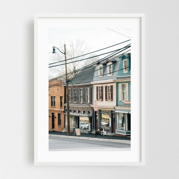 Main Street, Ellicott City 02 - Ellicott City Maryland Photography White Framed Wall Art Print 12 x 18 inches