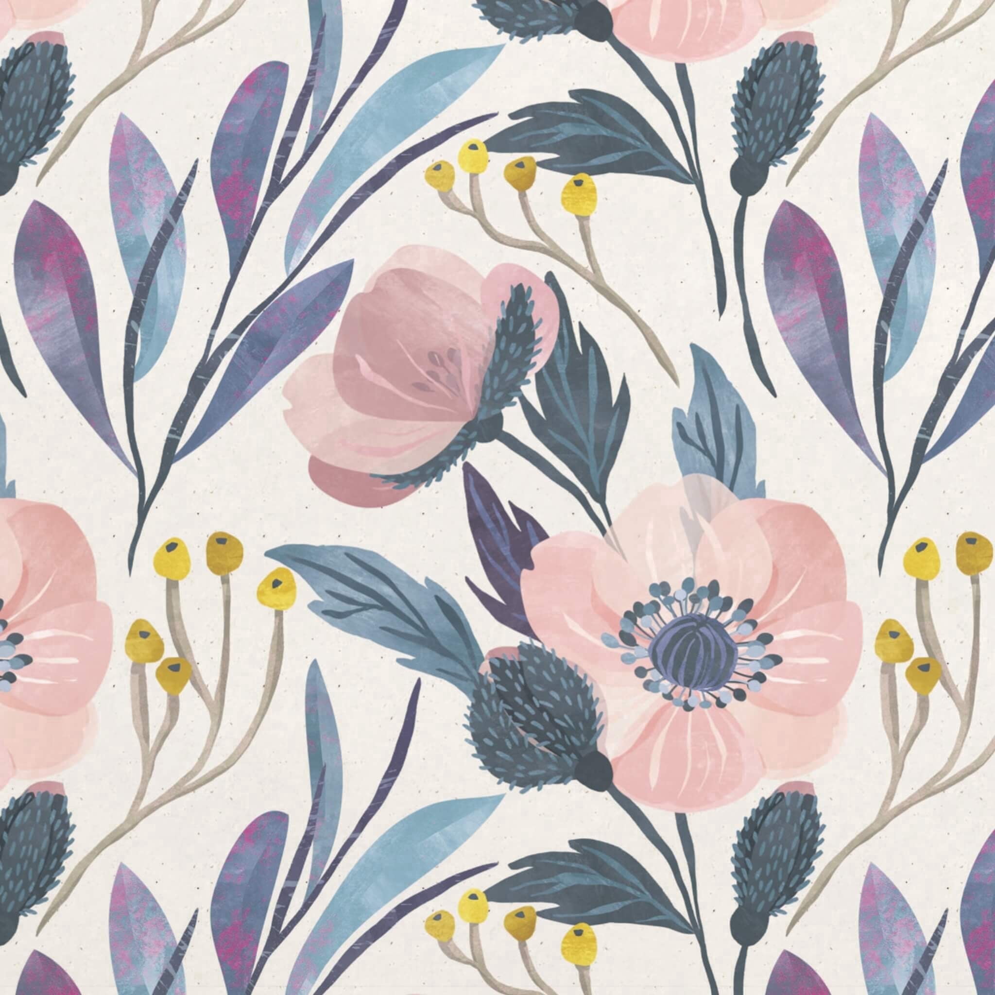 Main Street Floral 20.5 in x 16 ft Peel & Stick Self‑Adhesive Pink Wild Flower Wallpaper Roll (Covers 28.18 Sq ft)