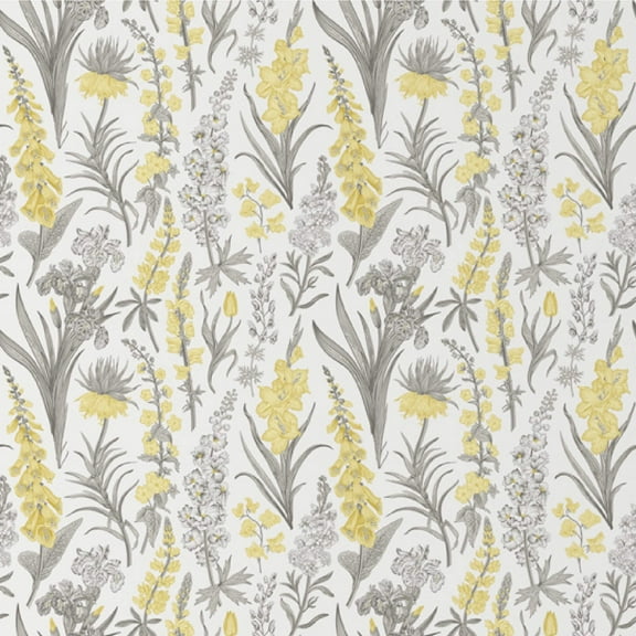 Main Street Peel and Stick Wallpaper Roll 20.5in x 16ft, Floral Yellow & Gray Botanical Print. Wallpaper Roll for Accent Wall, (Covers 28.18 sq. ft)