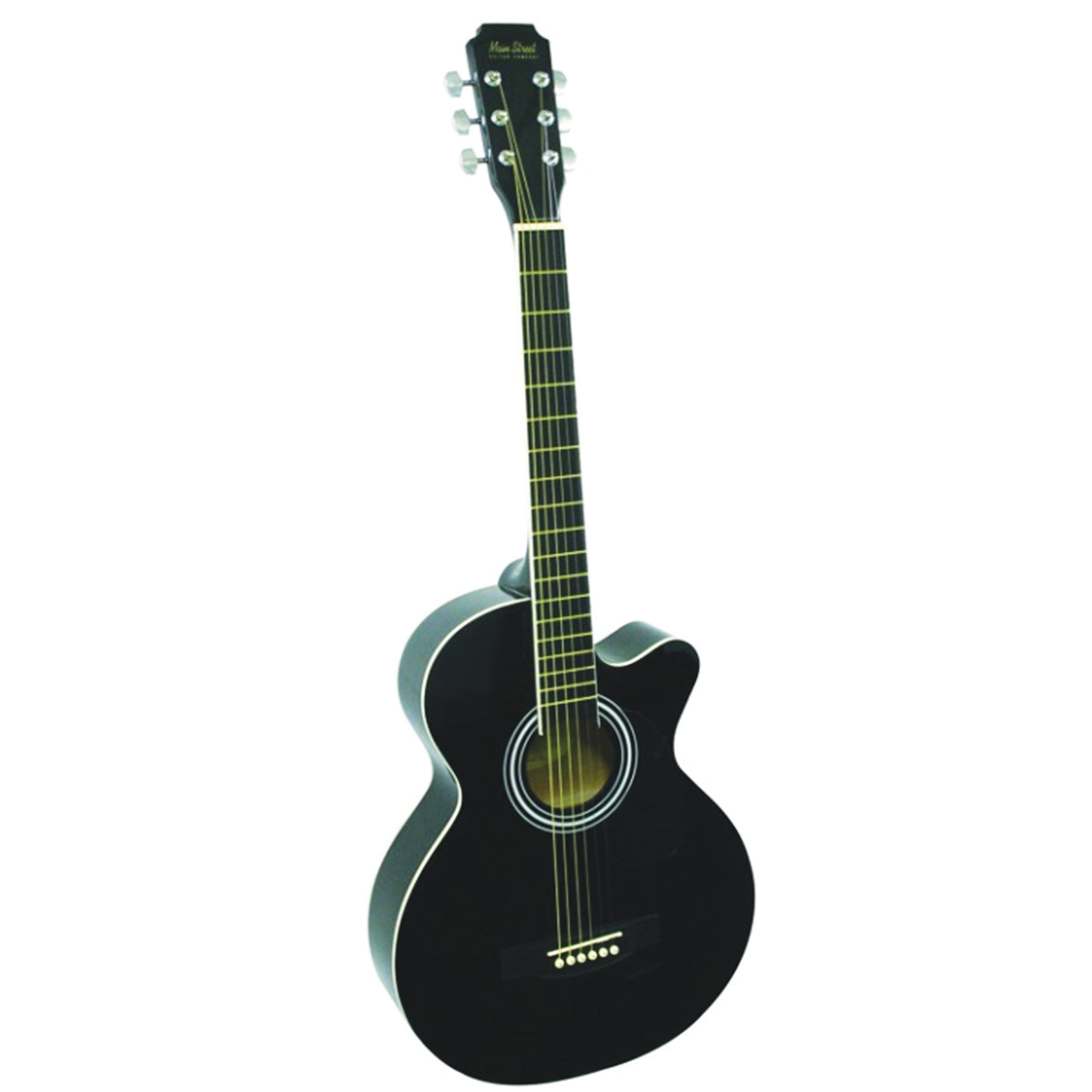 Main Street Guitars MAS38BK 38-Inch Cutaway Acoustic Guitar with High Gloss  Black Finish