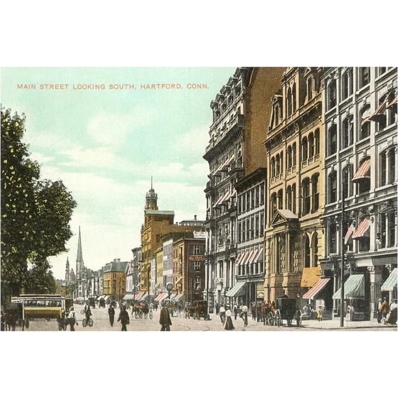 Main Street, Hartford, Connecticut Premium Giclee Print by Unknown, 18" x 12", Sold by Art.com