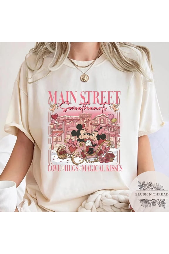 Main Street Mickey Minnie Valentine Sweethearts Disney T-Shirt All size S-3XL