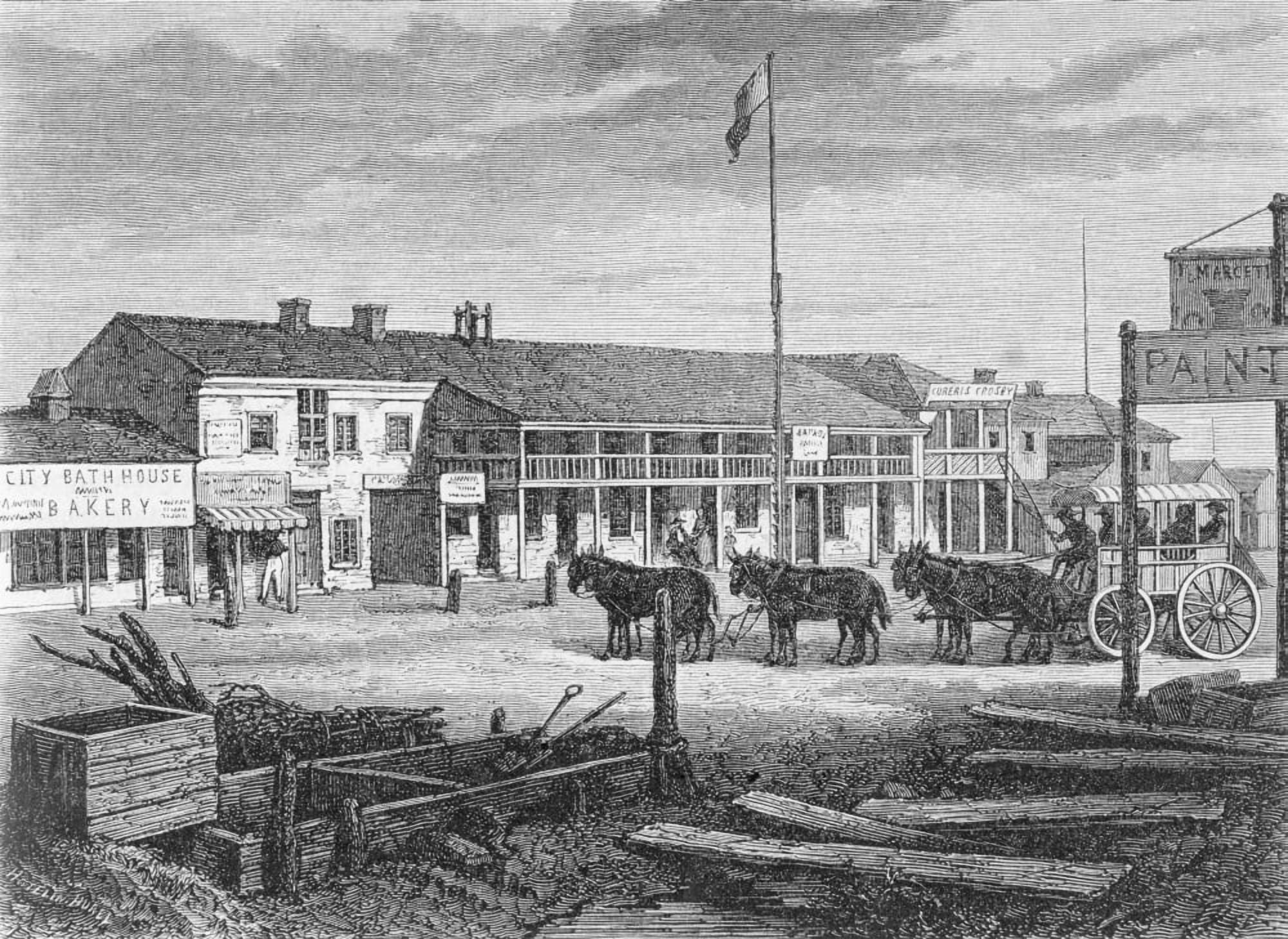 Main Street Of Salt Lake City Utah United States In The 1860S From A 19Th Century Print Canvas Art - Ken Welsh  Design Pics (17 x 12)