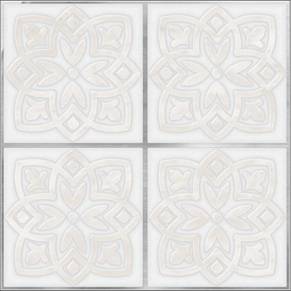 Main Street Peel & Stick Wallpaper Tiles,  Glazed Florets, 8 in x 8 in, 24 Pack, Self Adhesive Wall Tiles for Kitchen Backsplash and Home Decor