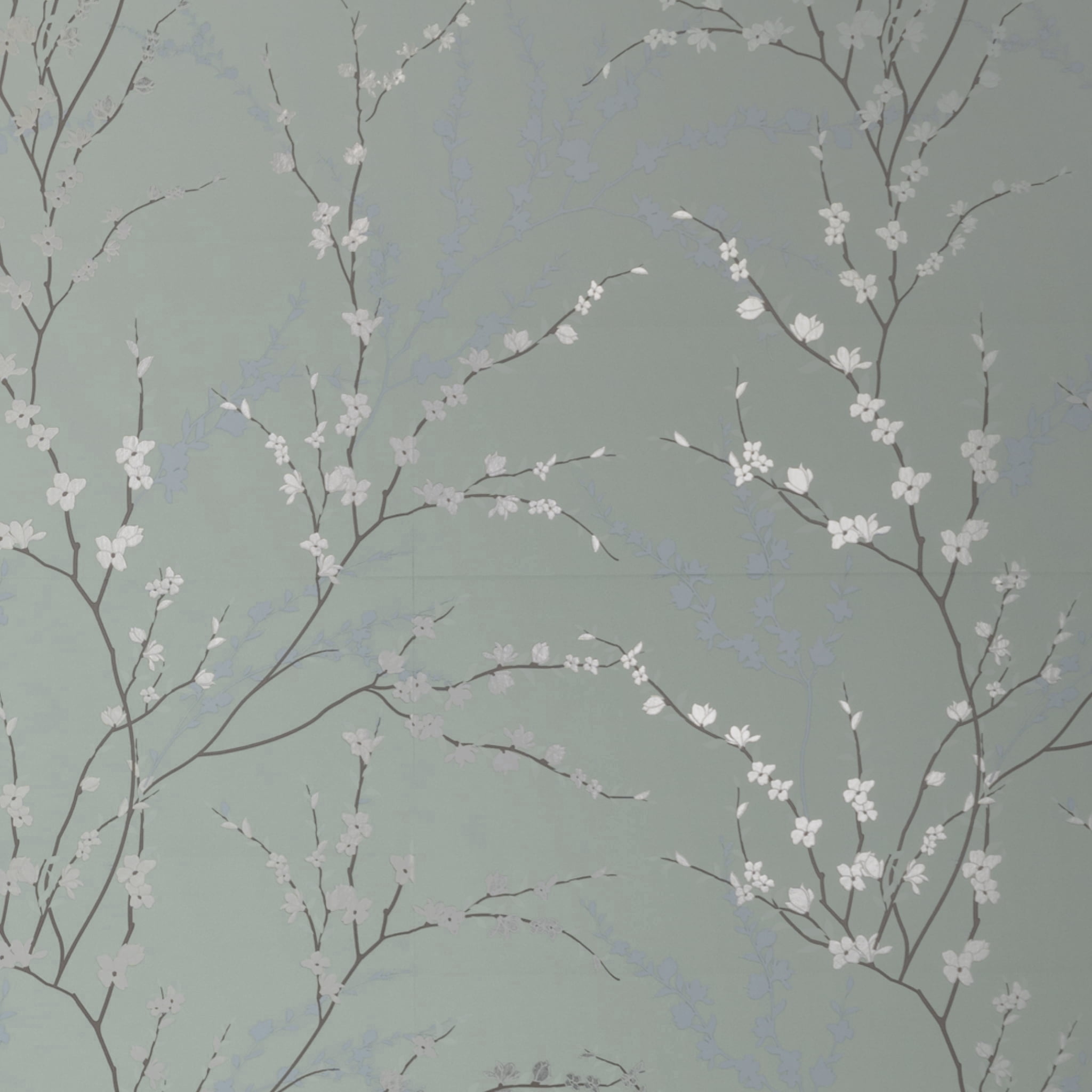 Main Street Sage Green Floral Peel and Stick Wallpaper Panels, 8-Pack, 16" x 24", Renter-Friendly