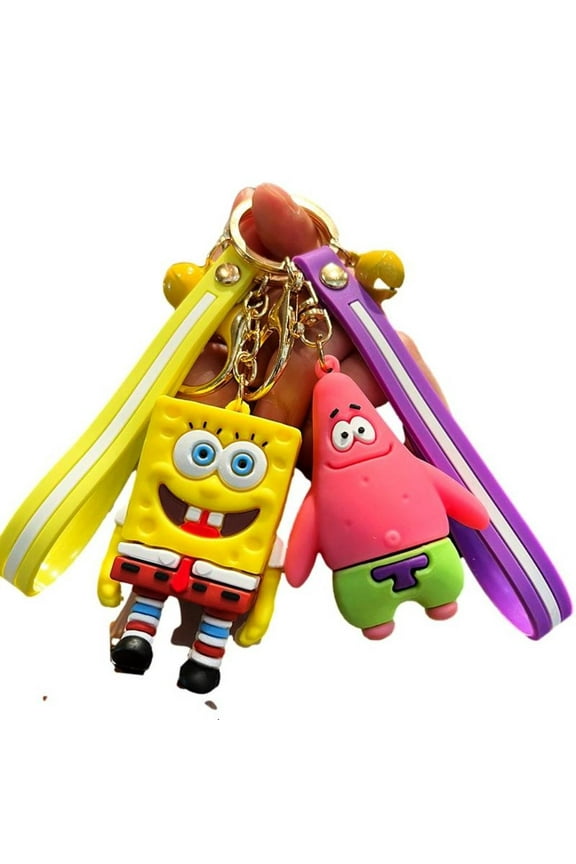 Spongebob And Patrick Ring Keychain, 2 Count