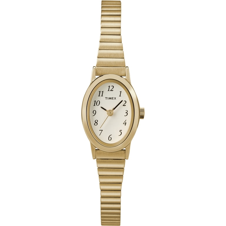 Timex Main Street Ladies Watch - White Dial With Gold-Tone Case & Expansion Band