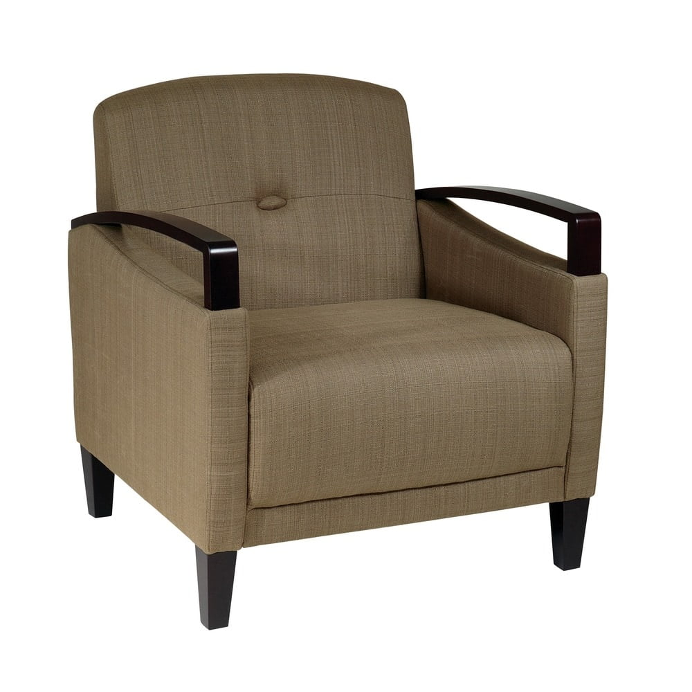 Espresso Finish Wood Accent Chair with Woven Seaweed Fabric