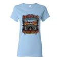 thumbnail image 1 of Main Street of America Route 66 Bike Motorcycle Cars and Trucks Womens Graphic T-Shirt, Light Blue, Medium, 1 of 3