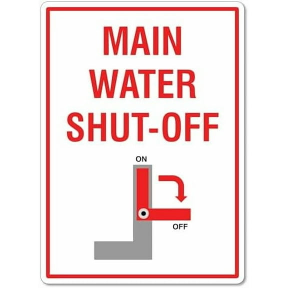 Main Water Shut-Off Sign Notice Signs Premises Signs Metal Sign NO.16472 Metal Tin Sign 8x12 Inch - Clear Warning for Home & Business Use