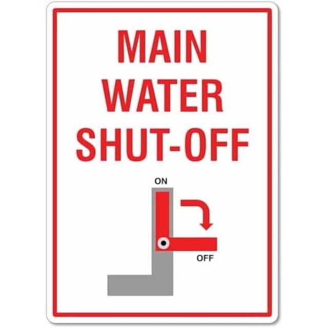 Main Water Shut-Off Sign Notice Signs Premises Signs Metal Sign NO ...