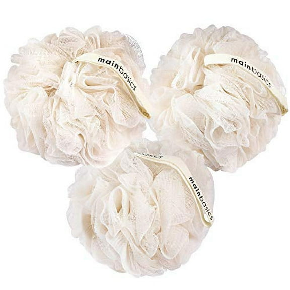 MainBasics Seaweed Extract Bath Shower Loofah Sponge Pouf Body Scrubber Exfoliator (Set of 3)