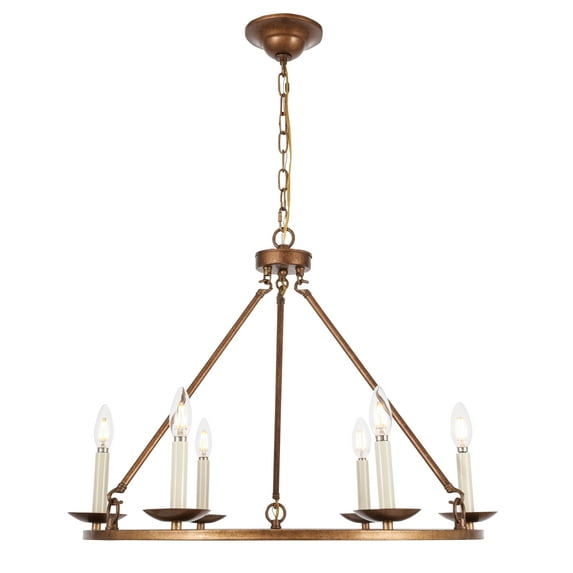 Maine 6 light Vintage Gold chandelier