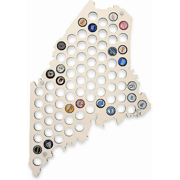 Torched Maine Beer Cap Map Bottle Cap Collector Wall Art 18"x18"x0.25"