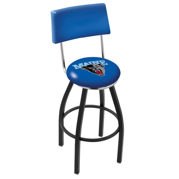 Maine Black Bears 25" Black Wrinkle Swivel Bar Stool with Back