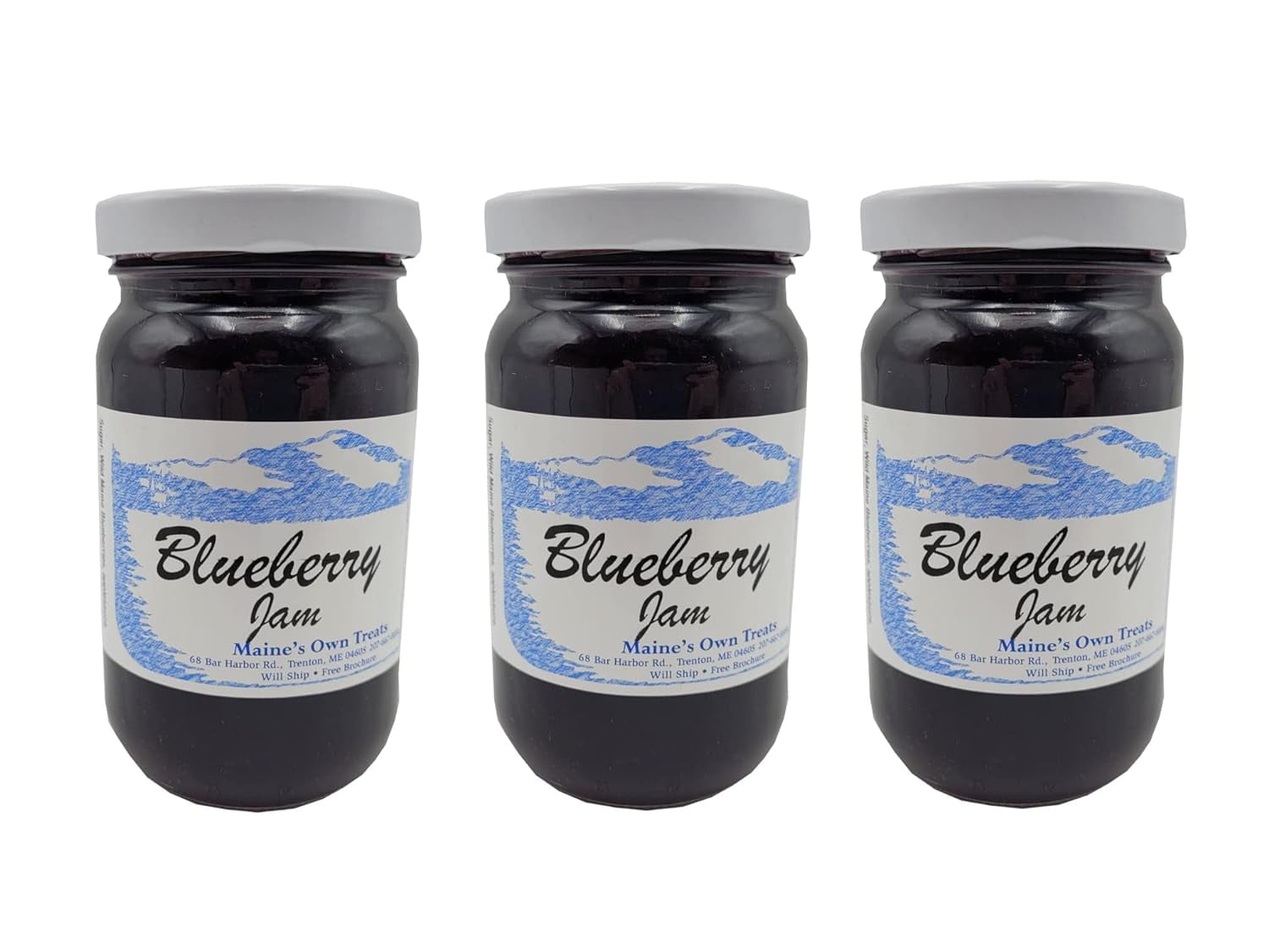 Maine Blueberry Jam Small Batch Made in Maine 3 Pack Holiday Gift