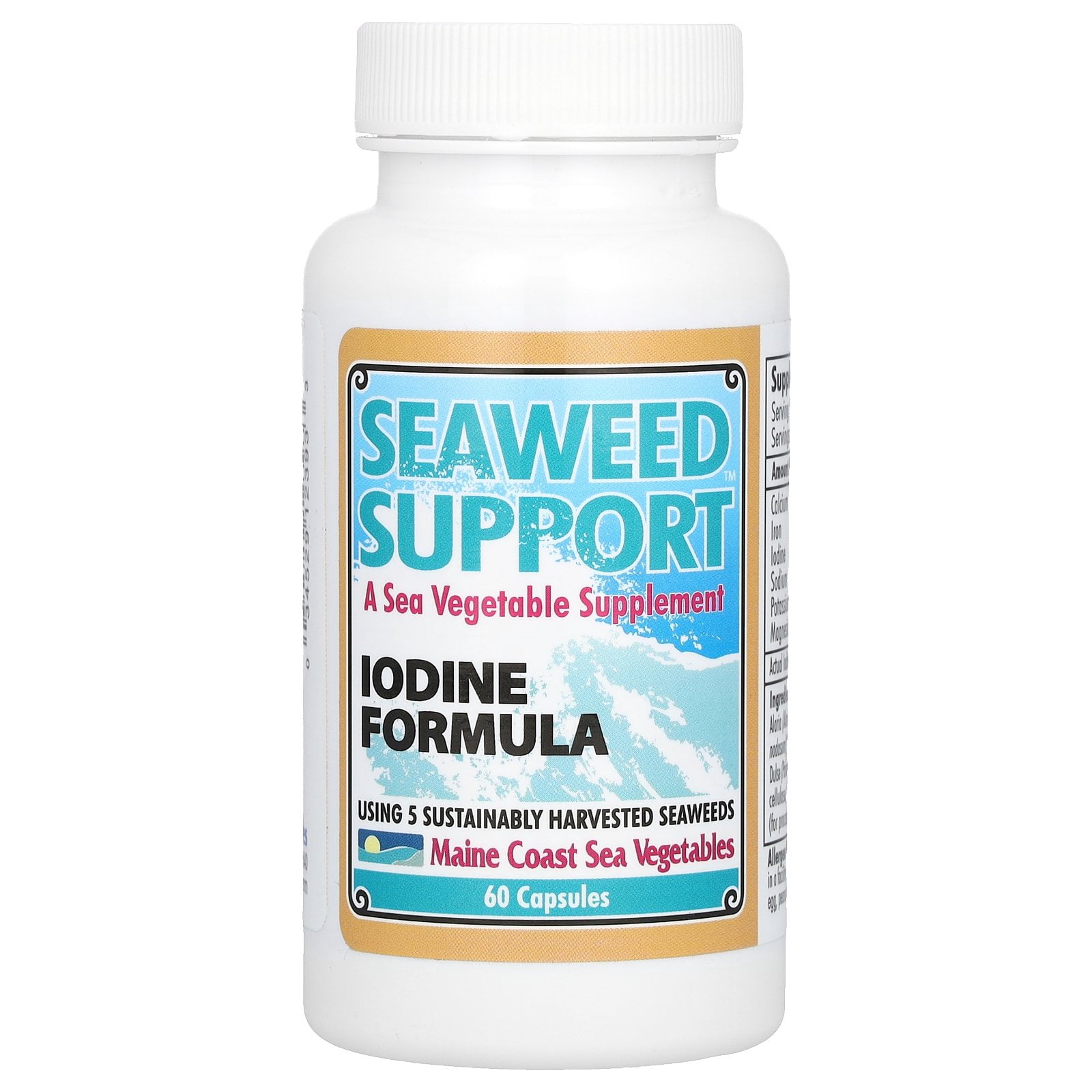 Maine Coast Sea Vegetables Seaweed Support, Iodine Formula, 60 Capsules
