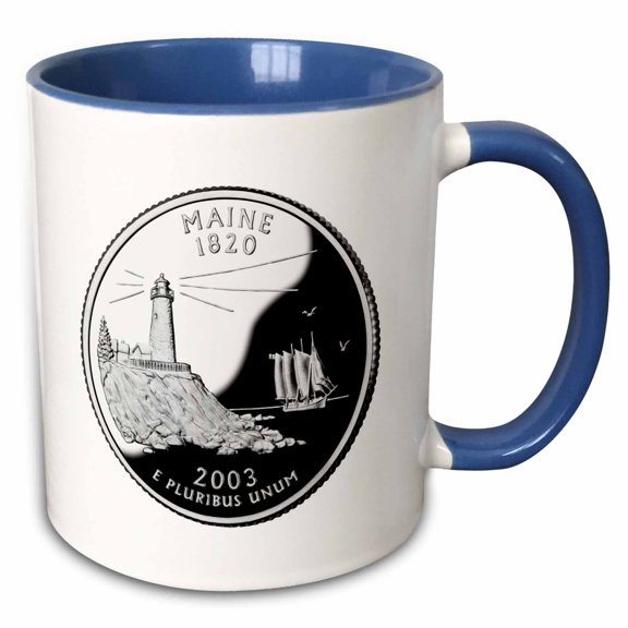 3drose, Maine Collectible Quarter, 15oz Two-tone Blue Mug