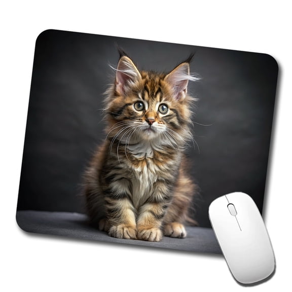 Maine Coon Cat Kitten Photo Mouse Pad Low Profile Gaming Mat
