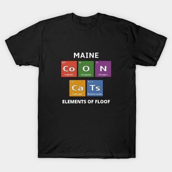 Maine Coon Cat Periodic Table of Elements Funny Science Nerdy Pet T-Shirt