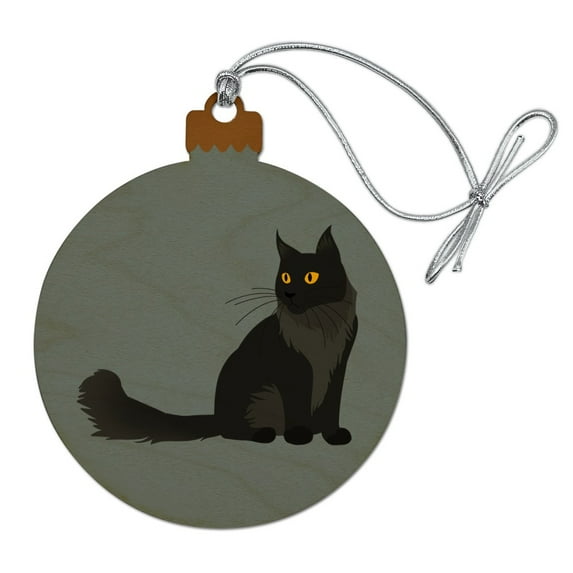 Maine Coon Cat Wood Christmas Tree Holiday Ornament