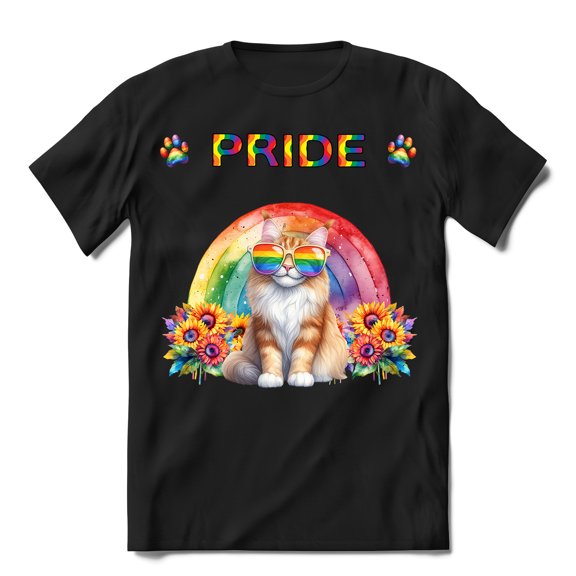 Maine Coon Celebrates Rainbow Pride Month LGBT LGBTQ  Shirt T-shirt Unisex Merch Cat Lover Kitten Owner Gifts - 01003